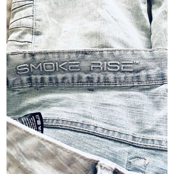 Smoke Rise Slim Fit Mens Bike Jeans Punk Funky Contemporary Casual Size 38/32 - Picture 3 of 9